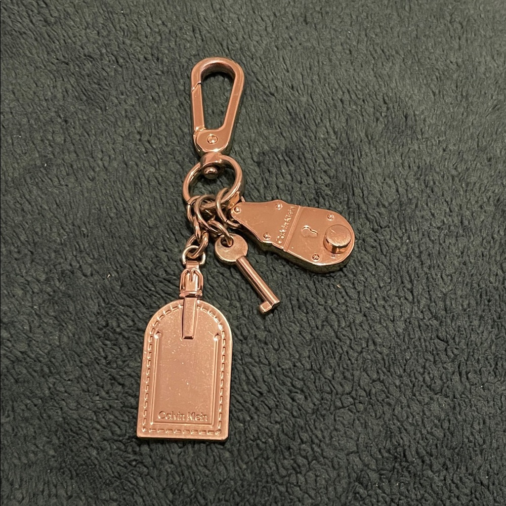 Calvin Klein Metallic Keychain with Lock and Key